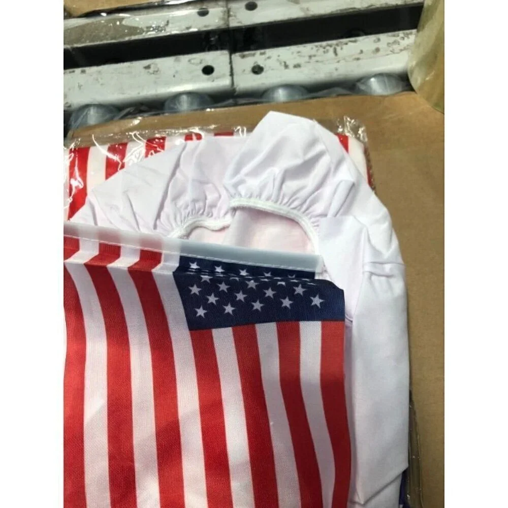 4 Pc Patriotic Costume 4th of July Outfit for Kids Dress Apron Cap Large - Picture 3 of 3